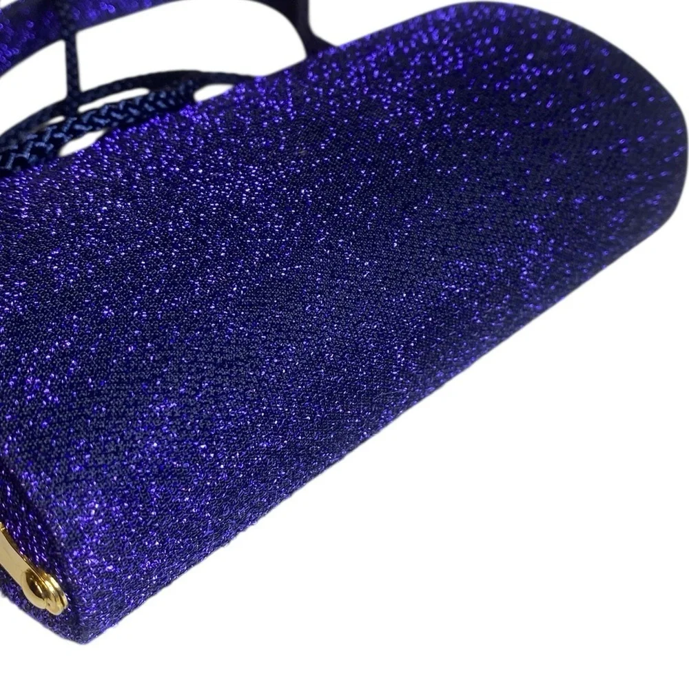Le Regale Blue Sparkle Evening Purse removable Shoulder Strap to Handbag